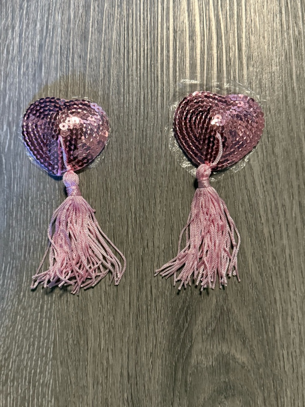 Pink Sequin Heart Shaped Nipple Covers / Pasties